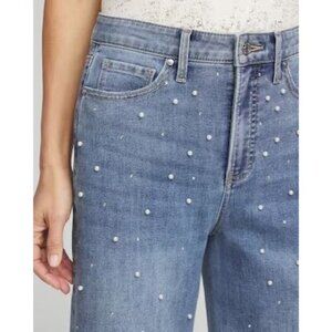 NEW Chicos Pearl Embellished High Rise Wide Leg Jeans Womens 13/30